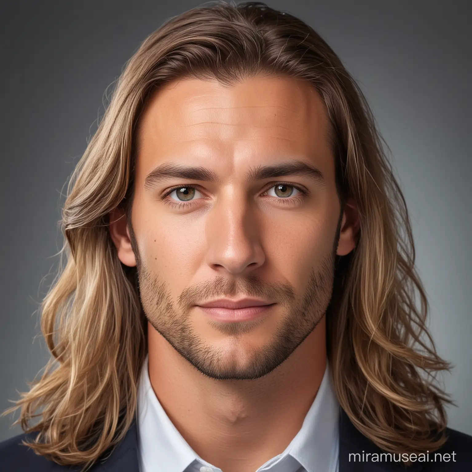 Professional Headshot Confident Man with Long Hair
