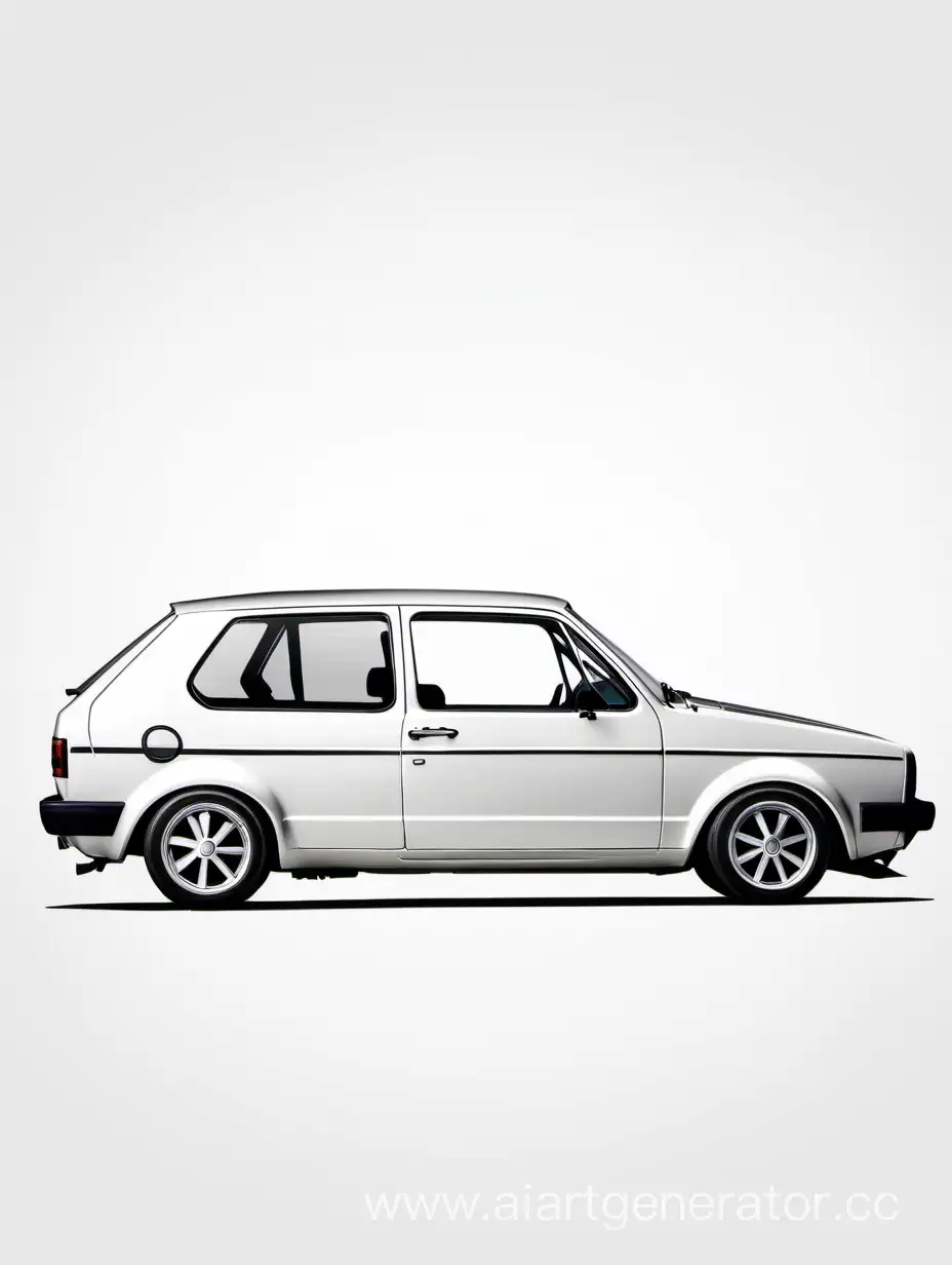 Volkswagen golf Mk1, side view, distant view, white background, car black