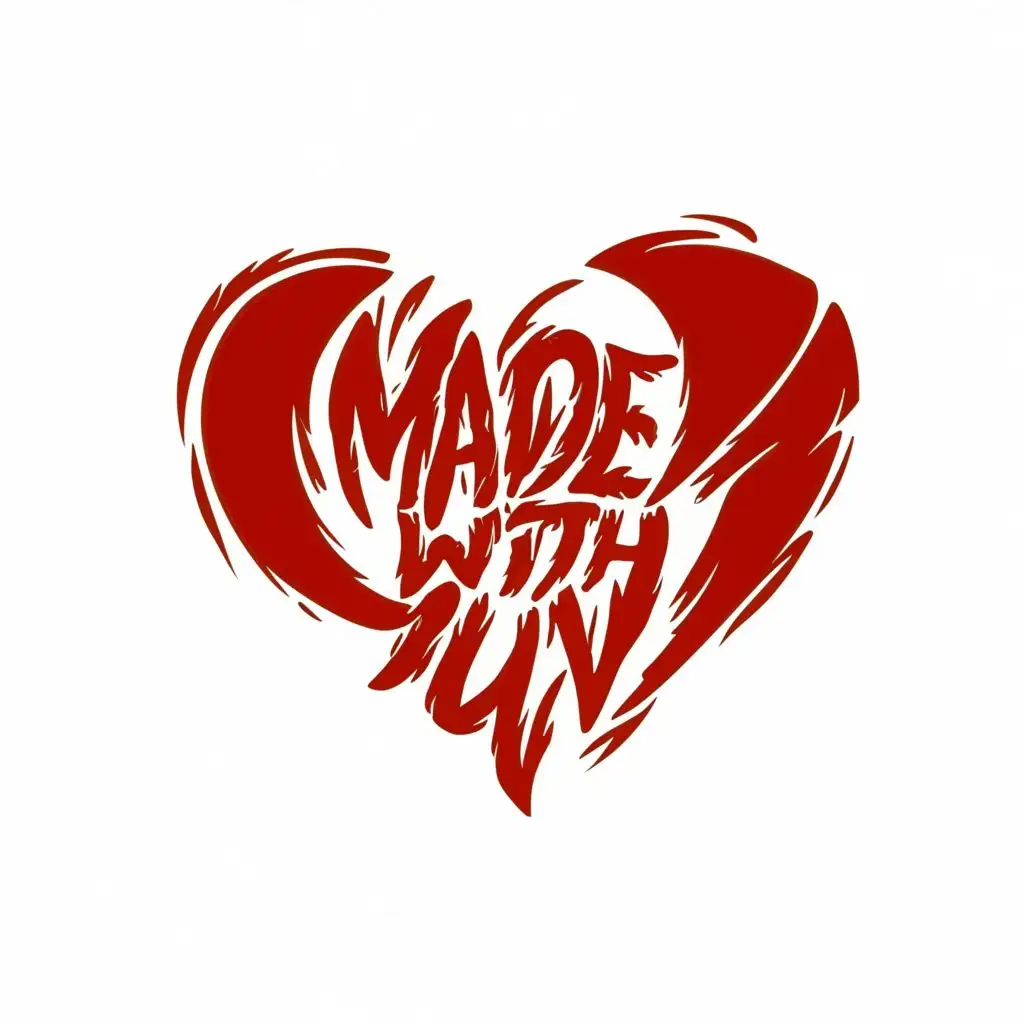 logo, Broken Heart, with the text "Made With Luv", typography, be used in Entertainment industry