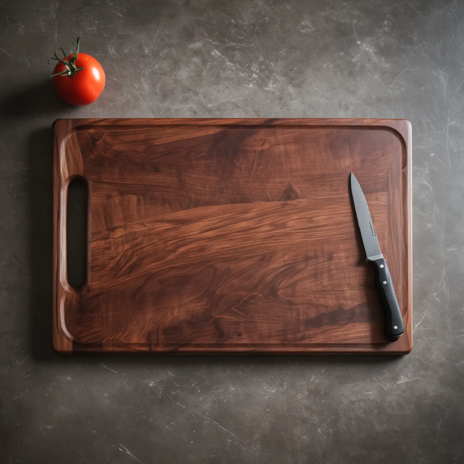 Kitchen Scene Knife on Dark Cutting Board