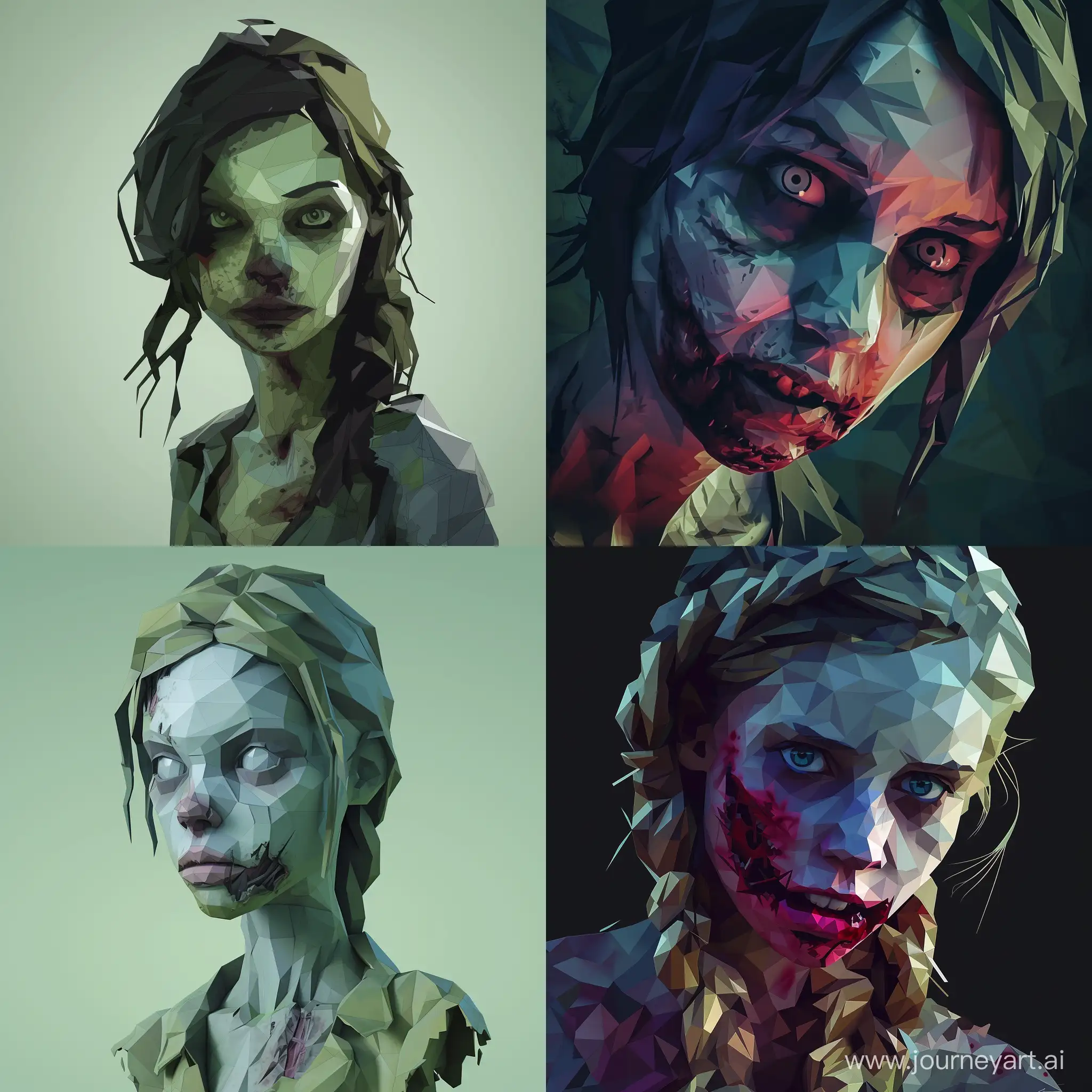 Low poly zombie girl stylized
