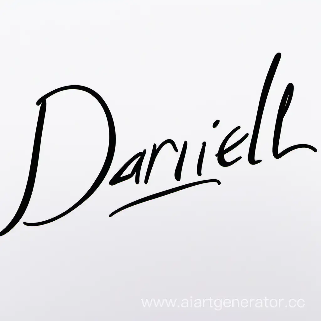 Нарисуй на белом фоне подпись для имени "Дэниель"