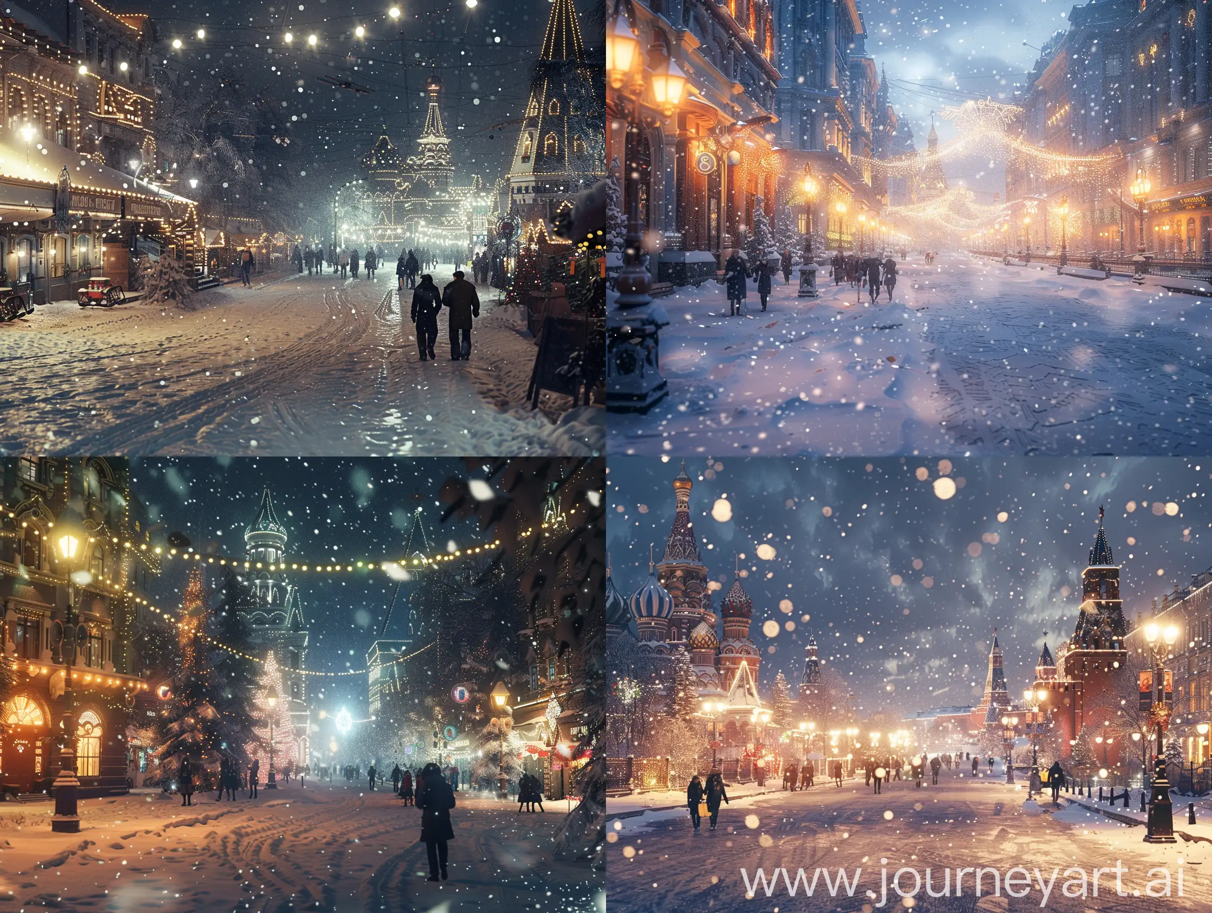 winter fairy tale in a snowy Russian city, lights, showfall, happy people, Extreme Detail CG Unity 8K wallpaper, masterpiece, highest quality, exquisite lighting and shadow, highly dramatic picture, cinematic lens effect, excellent detail, outstanding lighting, wide angle, (excellent rendering, enough to be proud of its kind, photorealistic image