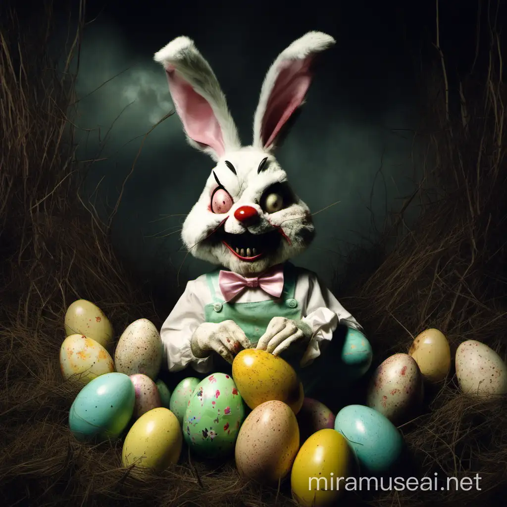 Eerie Easter Rabbit Surrounded by Mystery and Intrigue