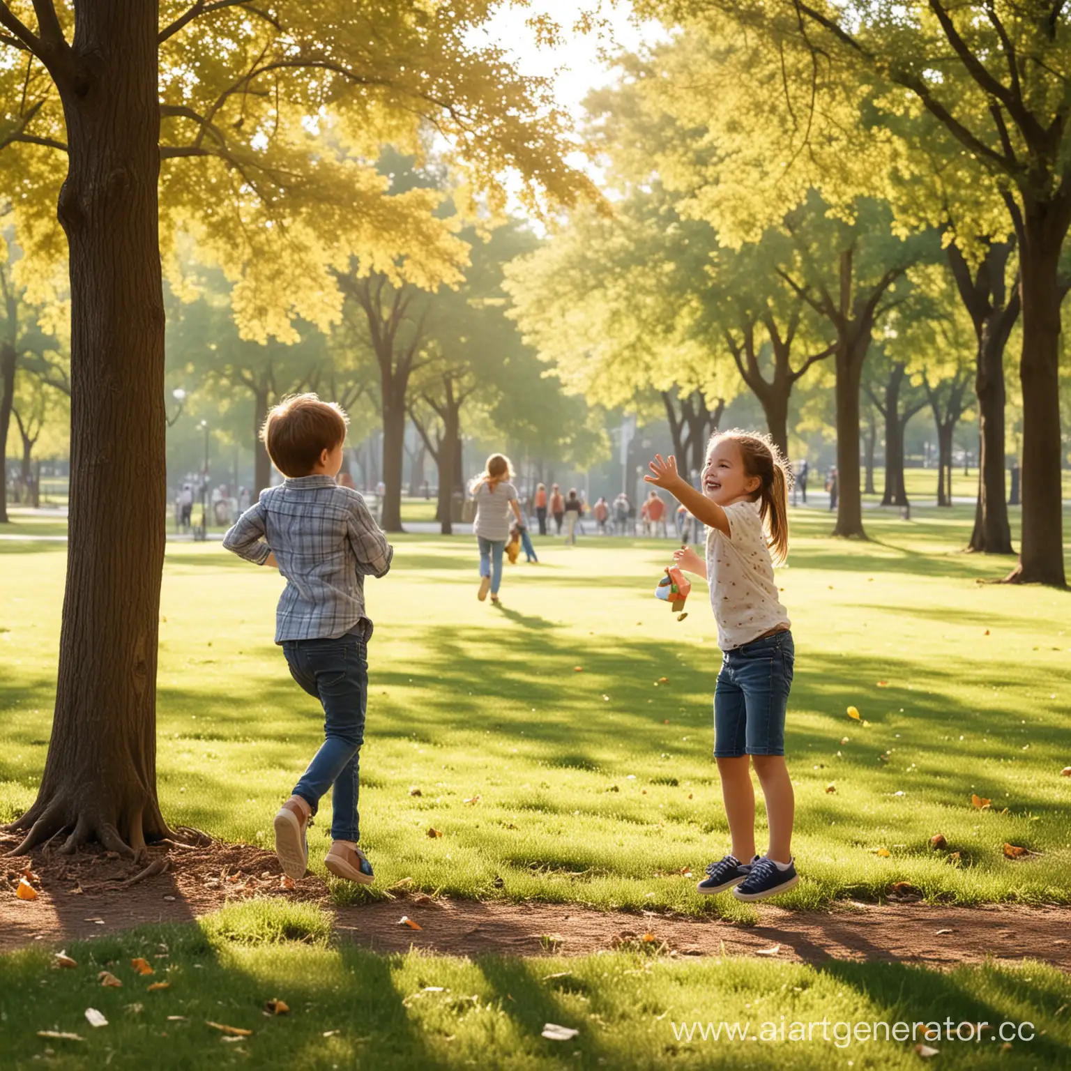 Joyful-Children-Playing-in-the-Park-Amid-Natures-Splendor