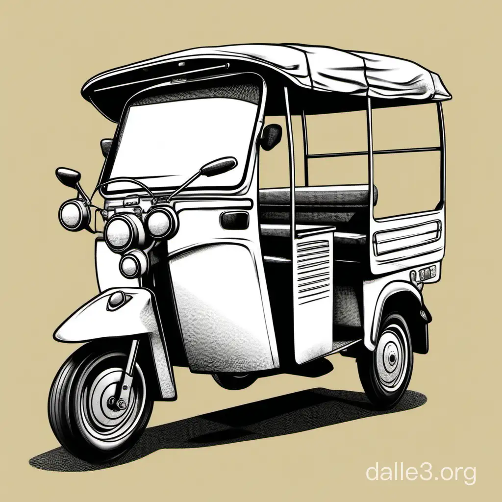 Continuous Printing Caricature Playful TukTuk Illustration for Endless ...