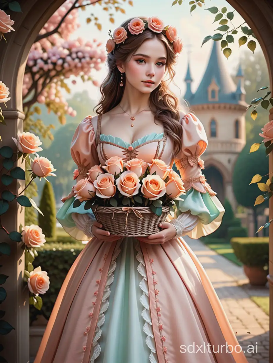 Fantasy-Woman-with-PeachColored-Roses-Victorian-Inspired-Elegance