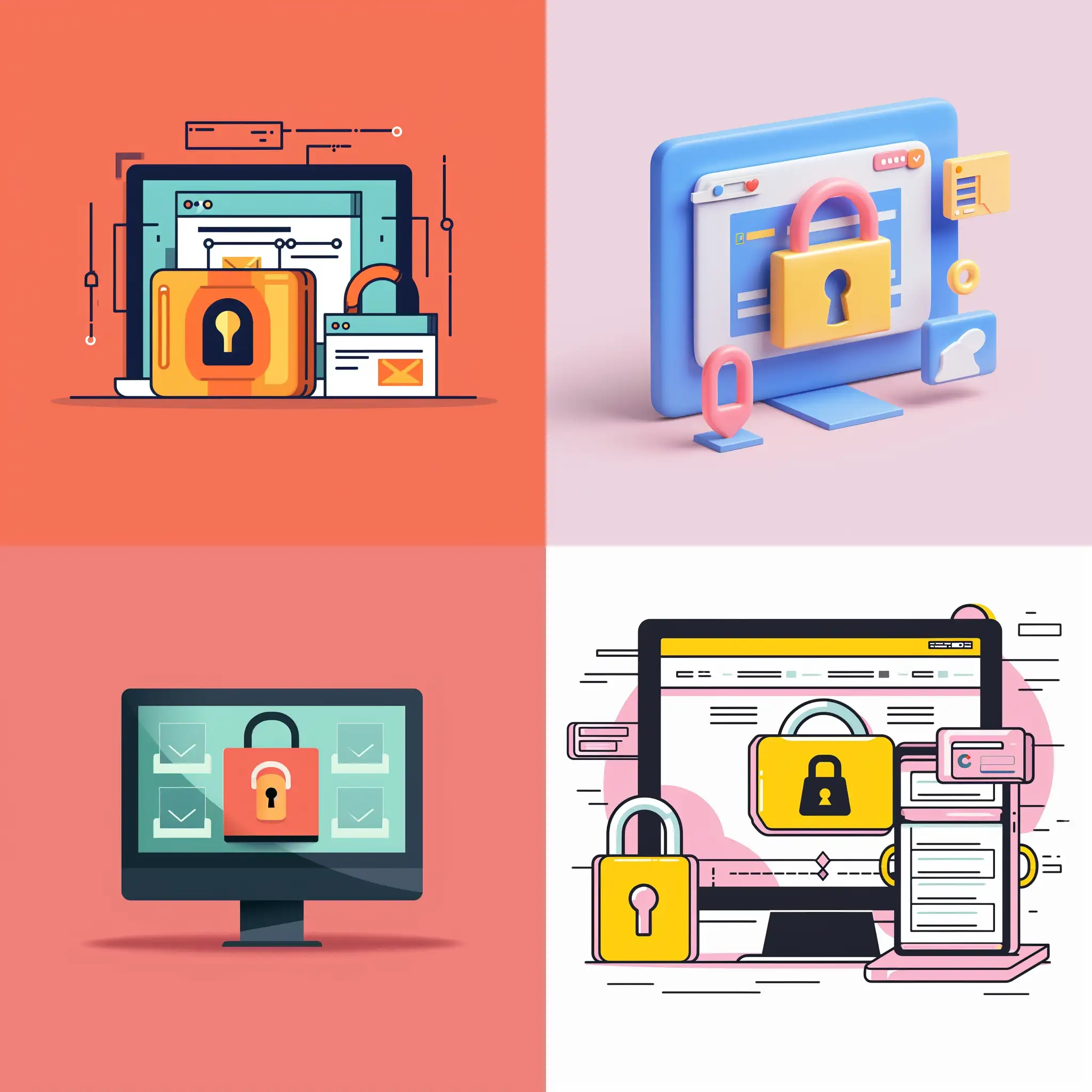 illustration a minimal graphic image about a high security website with a plain color background
