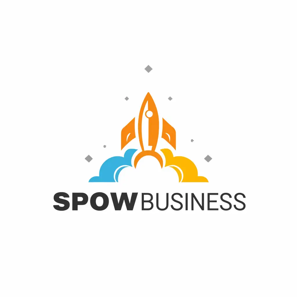 a logo design,with the text "SPOW
business", main symbol:rocket,complex,be used in Internet industry,clear background