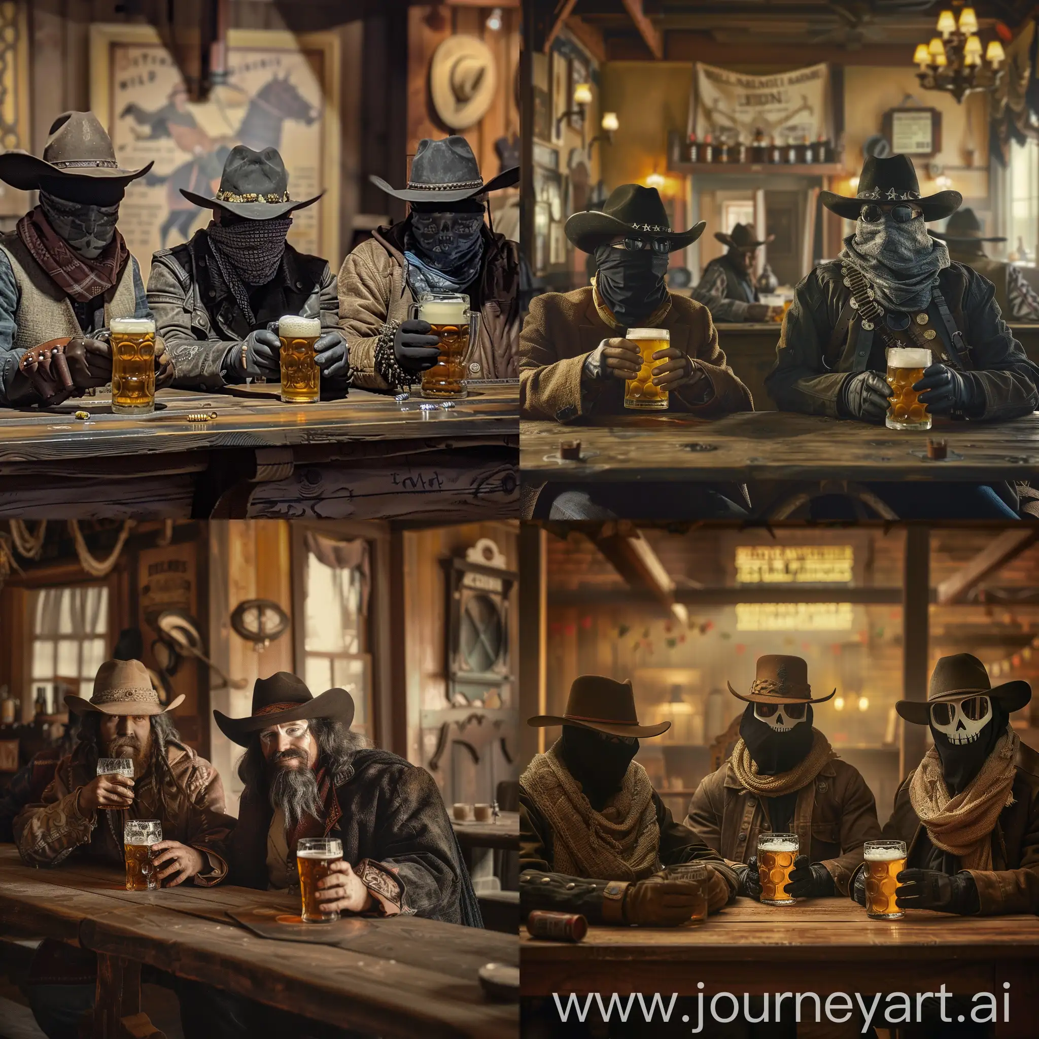 A real image of real Binary Bandits drinking beer in a Wild West saloon