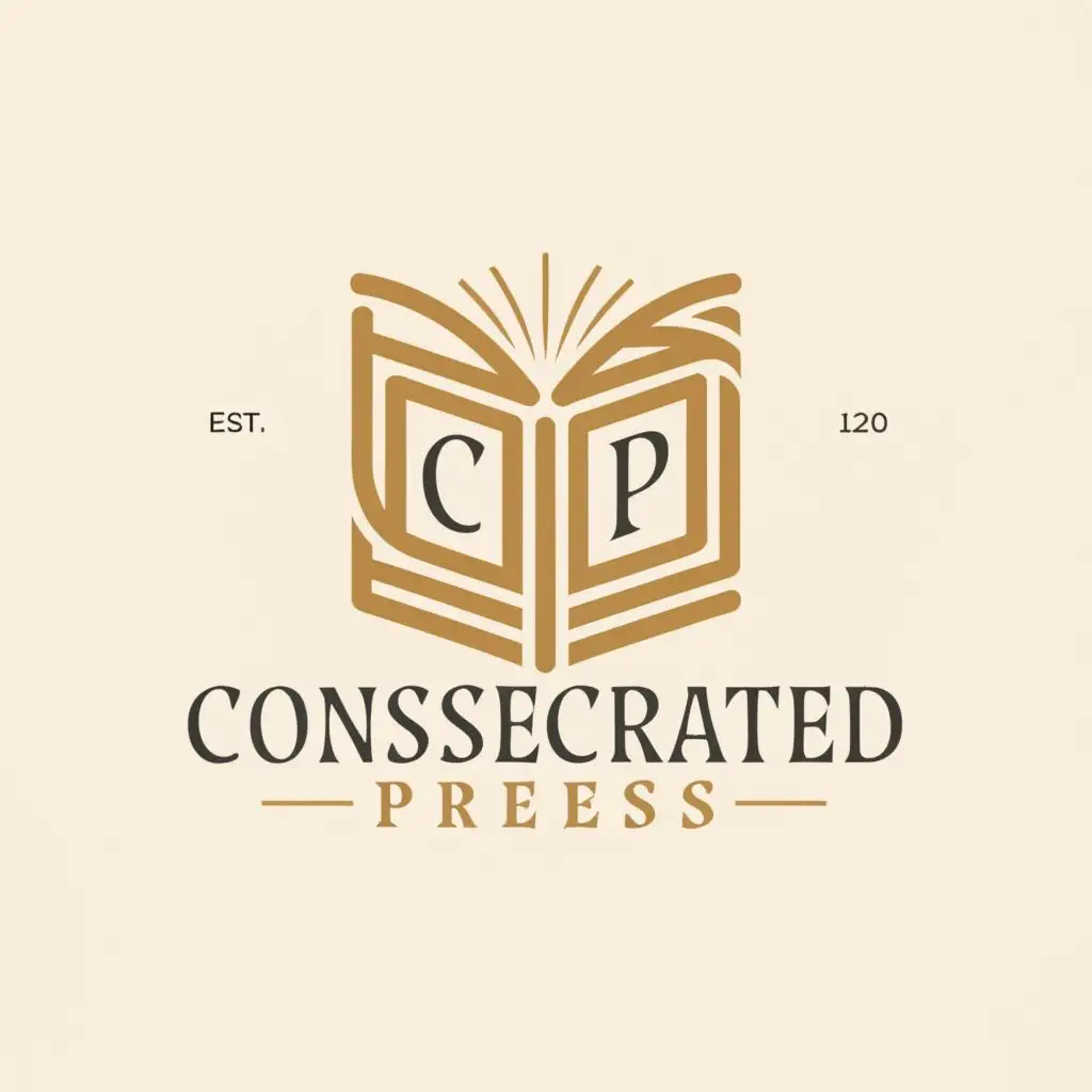 a logo design,with the text 'Consecrated Press', main symbol:Book,Minimalistic,clear background