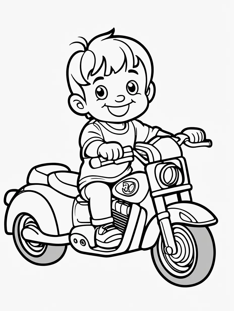 Simple Cartoon Motor Coloring Page for 3YearOld Toddlers