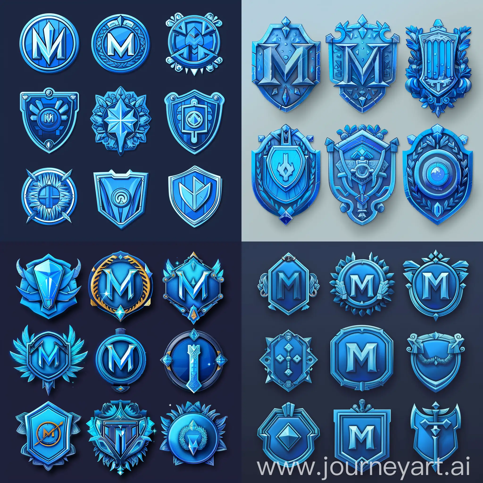 Gaming-Achievement-Badges-in-Blue-with-Central-M