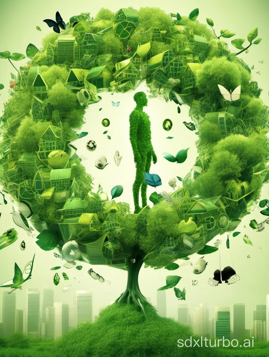 Environmental protection, resource recycling, beautiful world, full of human feelings ...