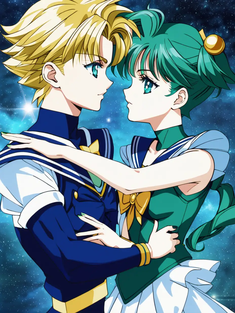 Sailor Uranus and Sailor Neptune Elegant Guardians of the Deep Cosmos