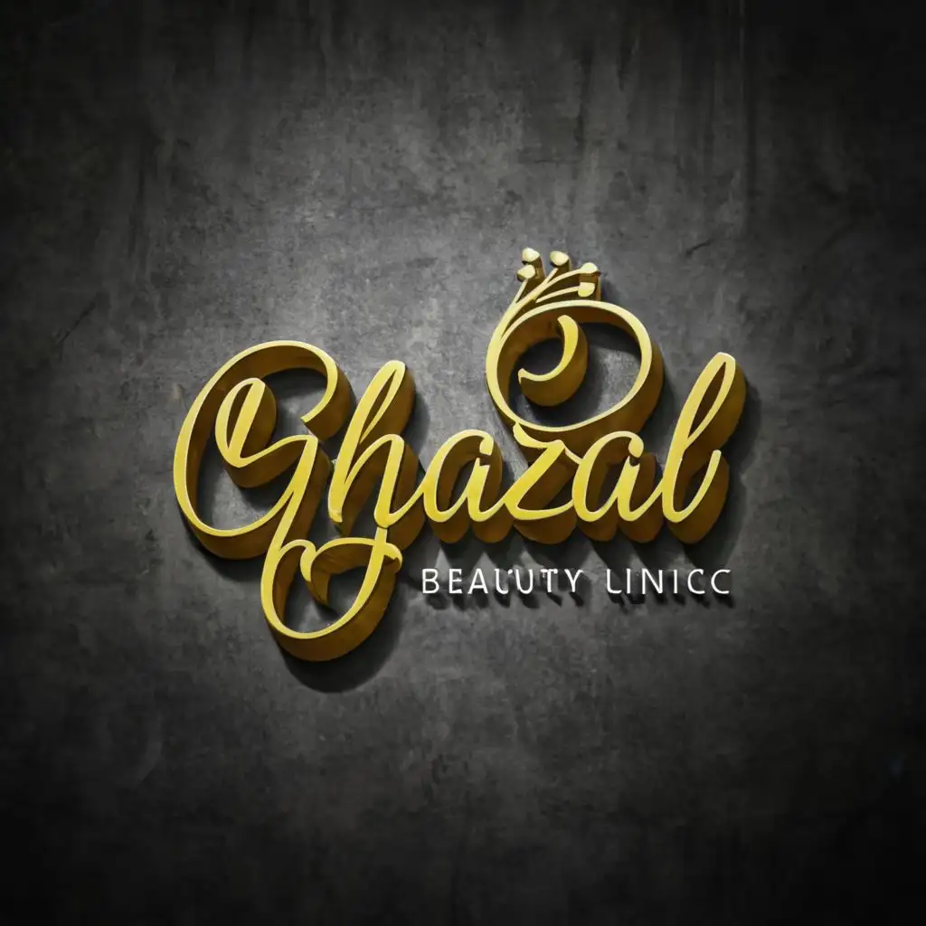 LOGO-Design-For-Ghazal-Elegant-3D-Typography-for-a-Womans-Beauty-Clinic