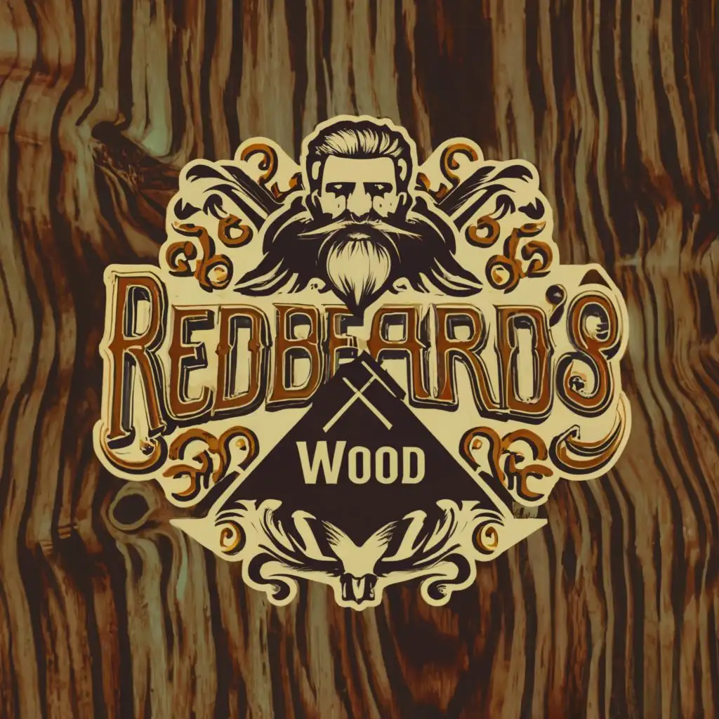LOGO-Design-for-Redbeards-Wood-Rustic-Red-Beard-Symbol-with-CNC-and-Laser-Tools-on-a-Crisp-Background