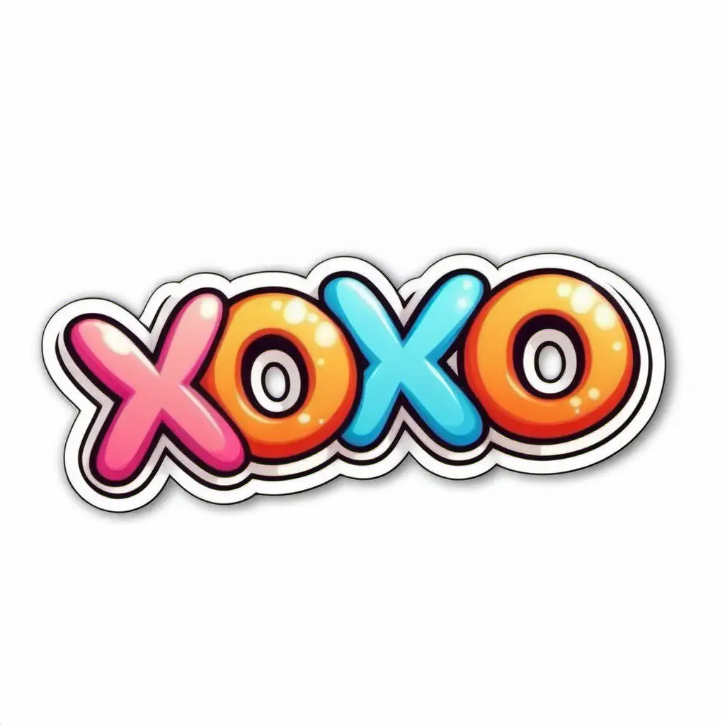  word xoxo,cartoon style, sticker,white background