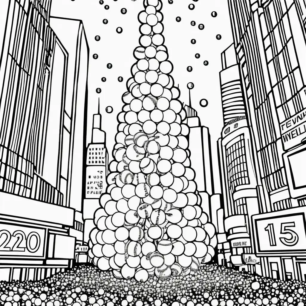 New Years Eve Times Square Ball Drop Coloring Pages