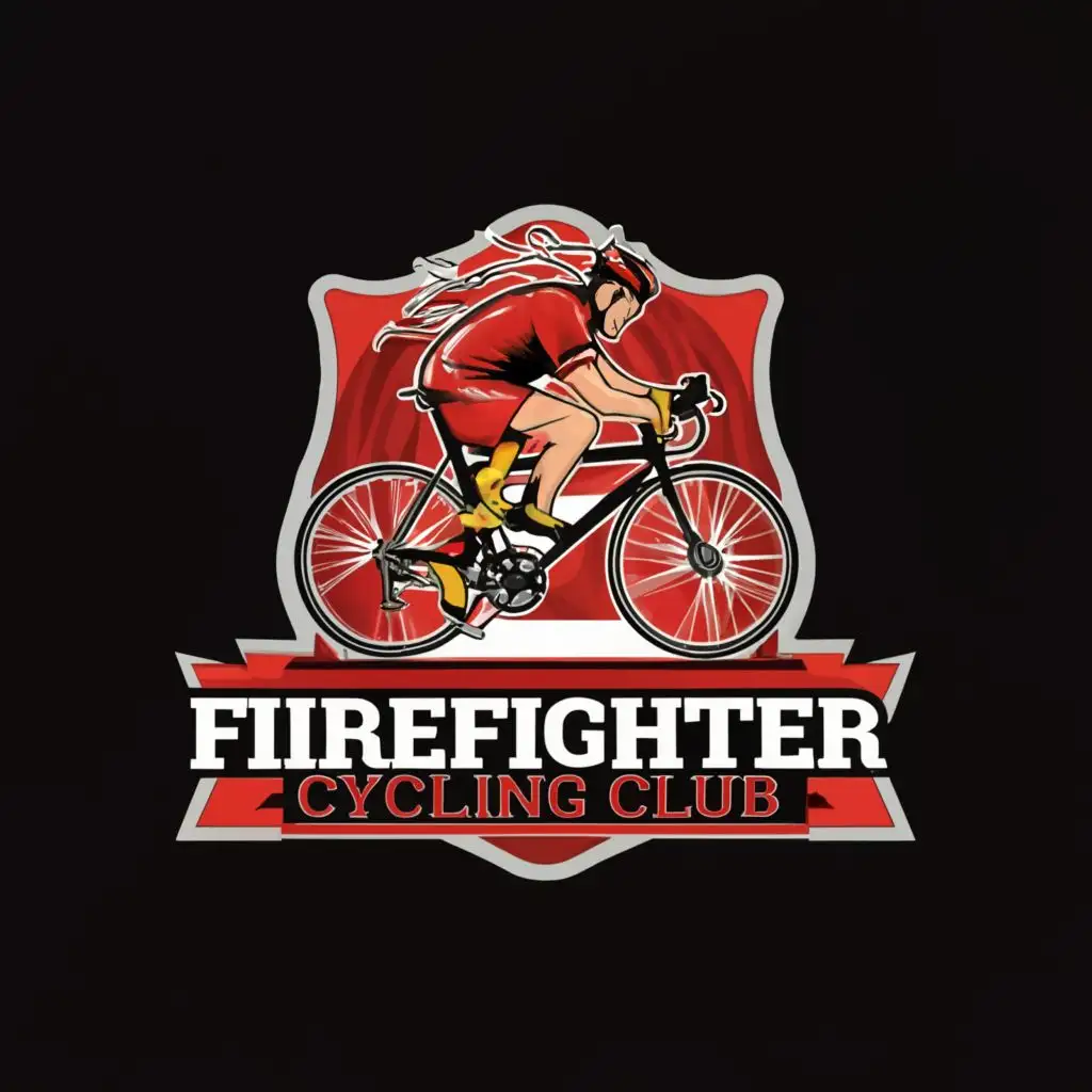 a logo design,with the text "Firefighter Cycling Club
", main symbol:Bike/Firefighter,Moderate,be used in Sports Fitness industry,clear background