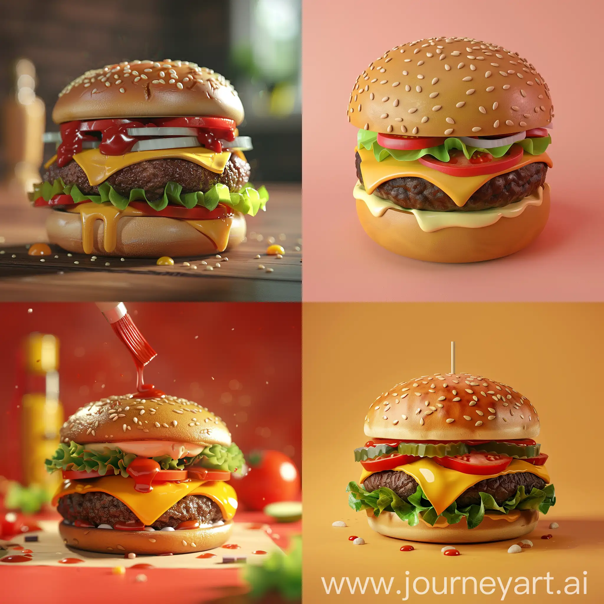 A person drawing of a burger :: 3D animation 