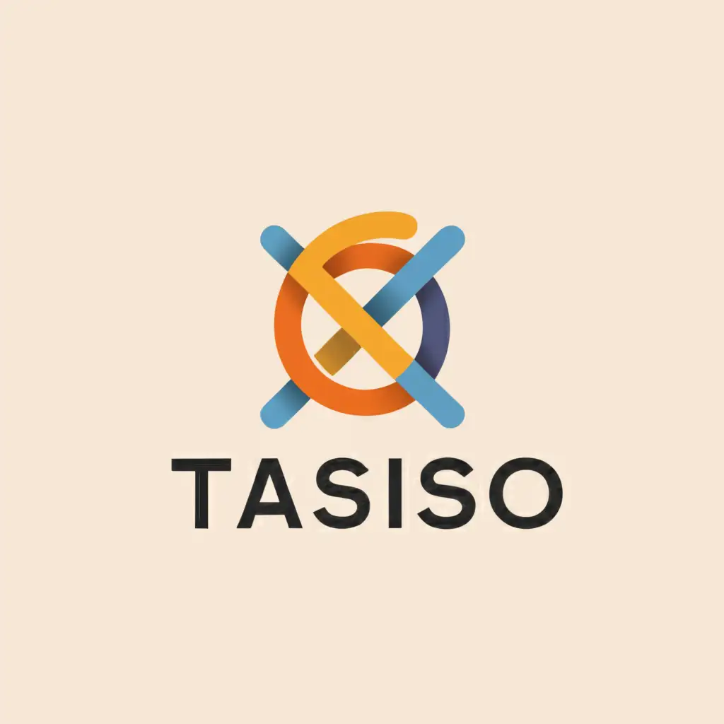 a logo design, with the text Tasiso, main symbol: T A S I S O, colors: Blue, lemon green, orange and a bit of purple