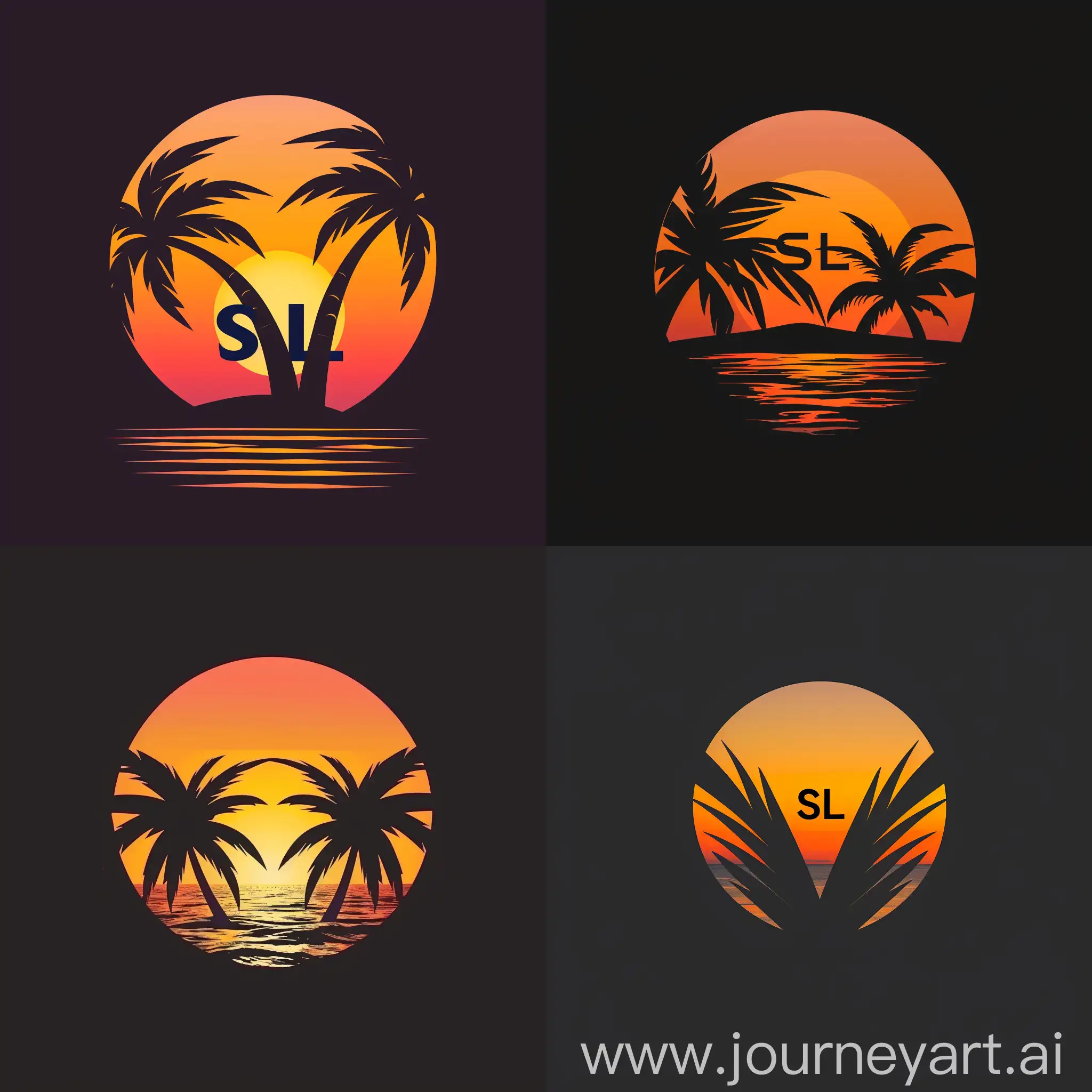 Интересный и запоминающийся логотип "SL" в виде двух пальм на фоне заката, отражающий тему отпуска, отдыха и расслабления, связанная с темой аниме Наруто