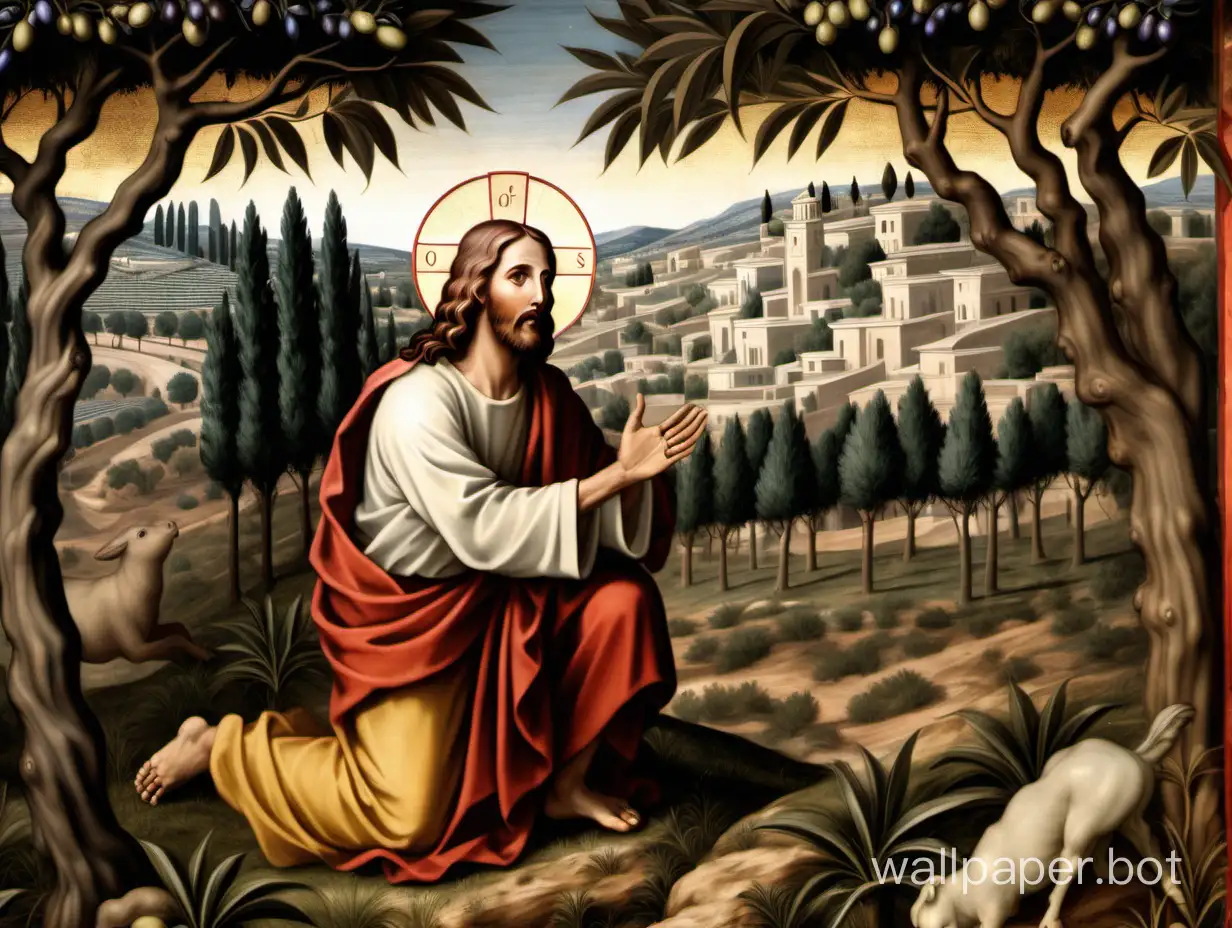 Jesus in the Garden of Olives, detailed features, sharp image