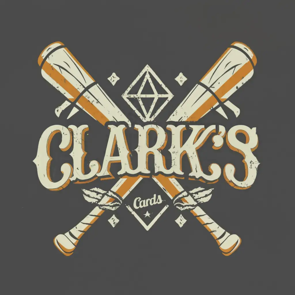 a logo design,with the text "Clarks cards", main symbol:Baseball, crossed baseball bats,,Moderate,clear background