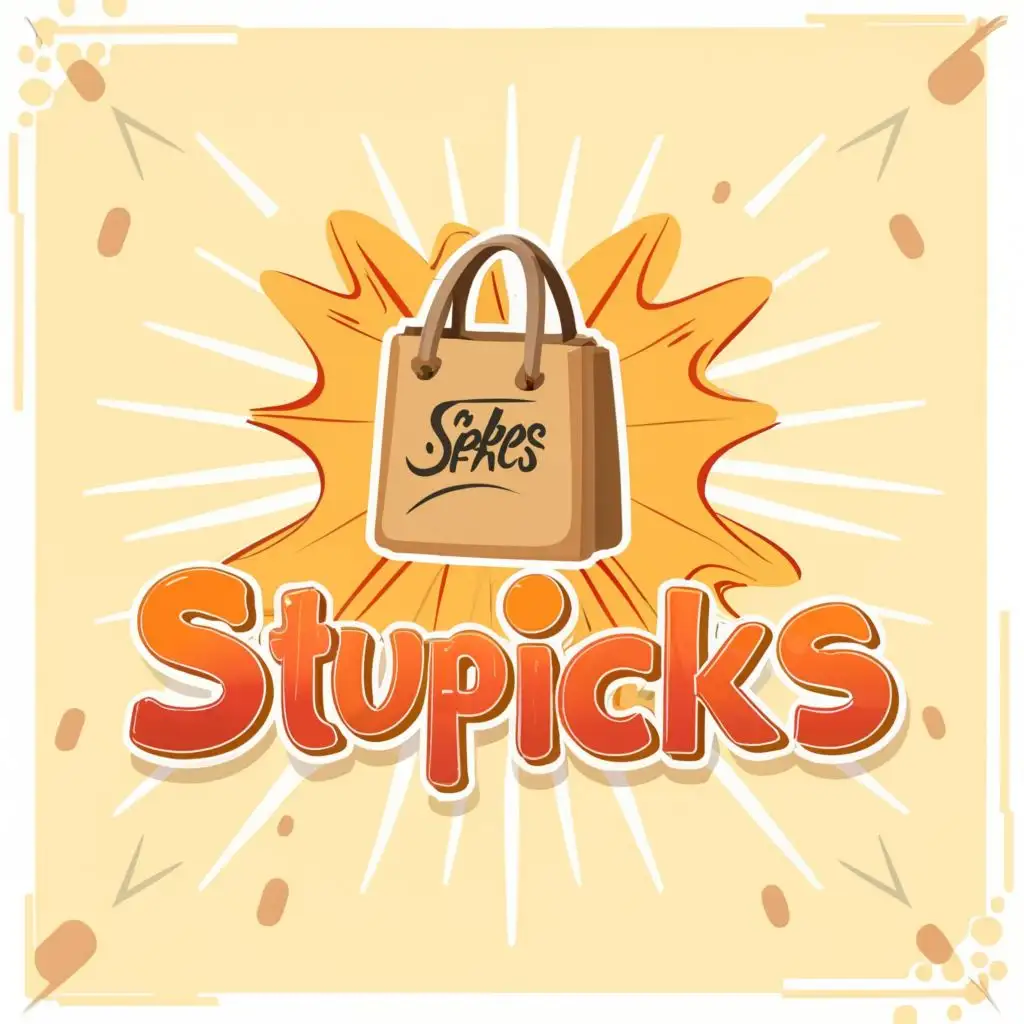 logo, Shopping bag, with the text "STUPICKS", typography