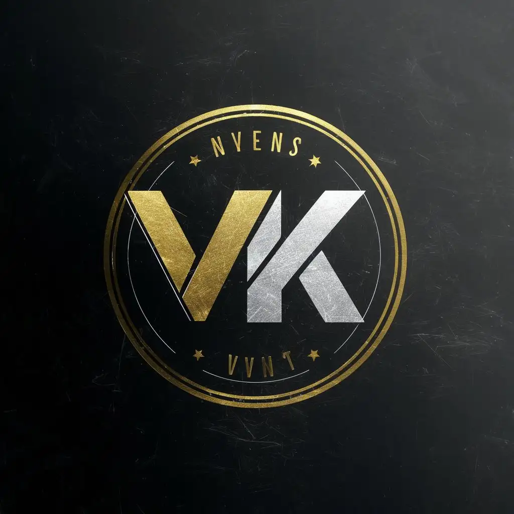 logo, Gold and silver, with the text "Vk", typography, be used in Events industry