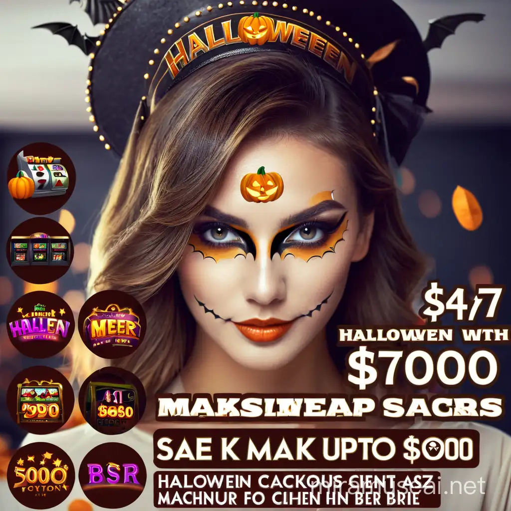 Creative Halloween Makeup Playing Slot Machines