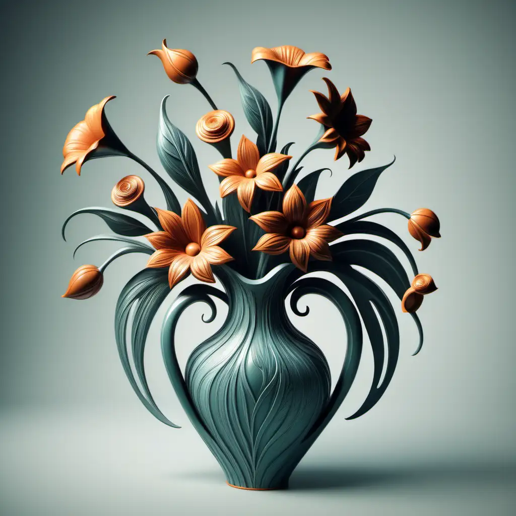 Vase of flowers in the style of organic forms
