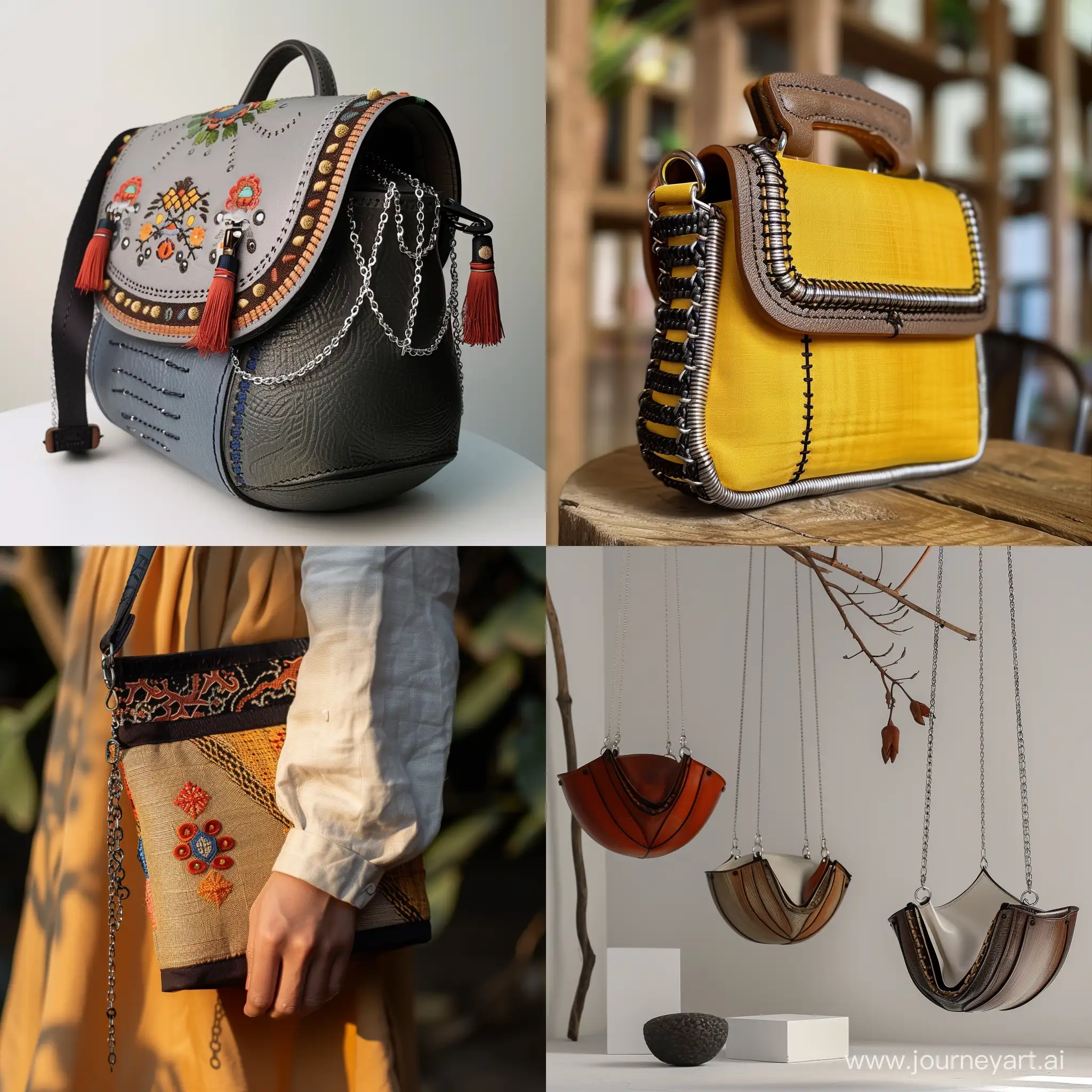 Modern-Minimalist-Bag-with-Miao-Ethnic-Style-and-Metal-Chain-Structure