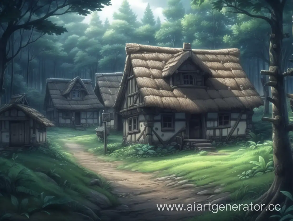Desolate-Anime-Village-in-Dark-Forest-of-Pokmon-World