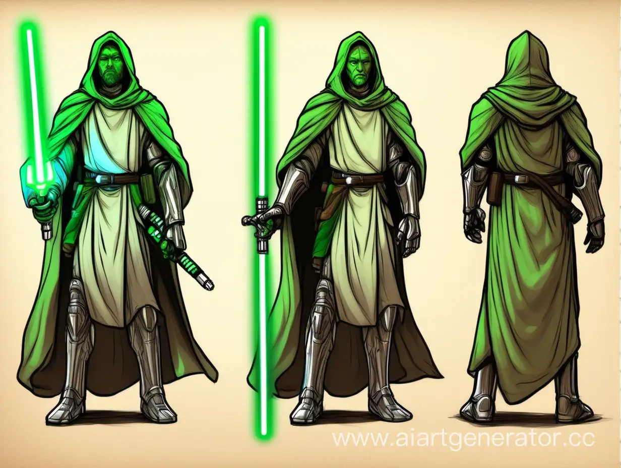 Experienced-Jedi-Knight-Wielding-a-Green-Lightsaber-in-DisneyStyle-Art