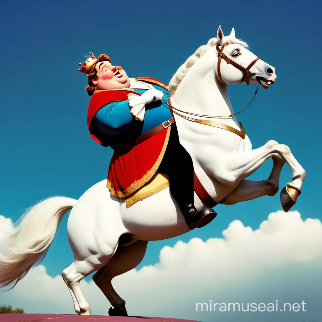 Príncipe gordo da Disney, caindo do cavalo branco