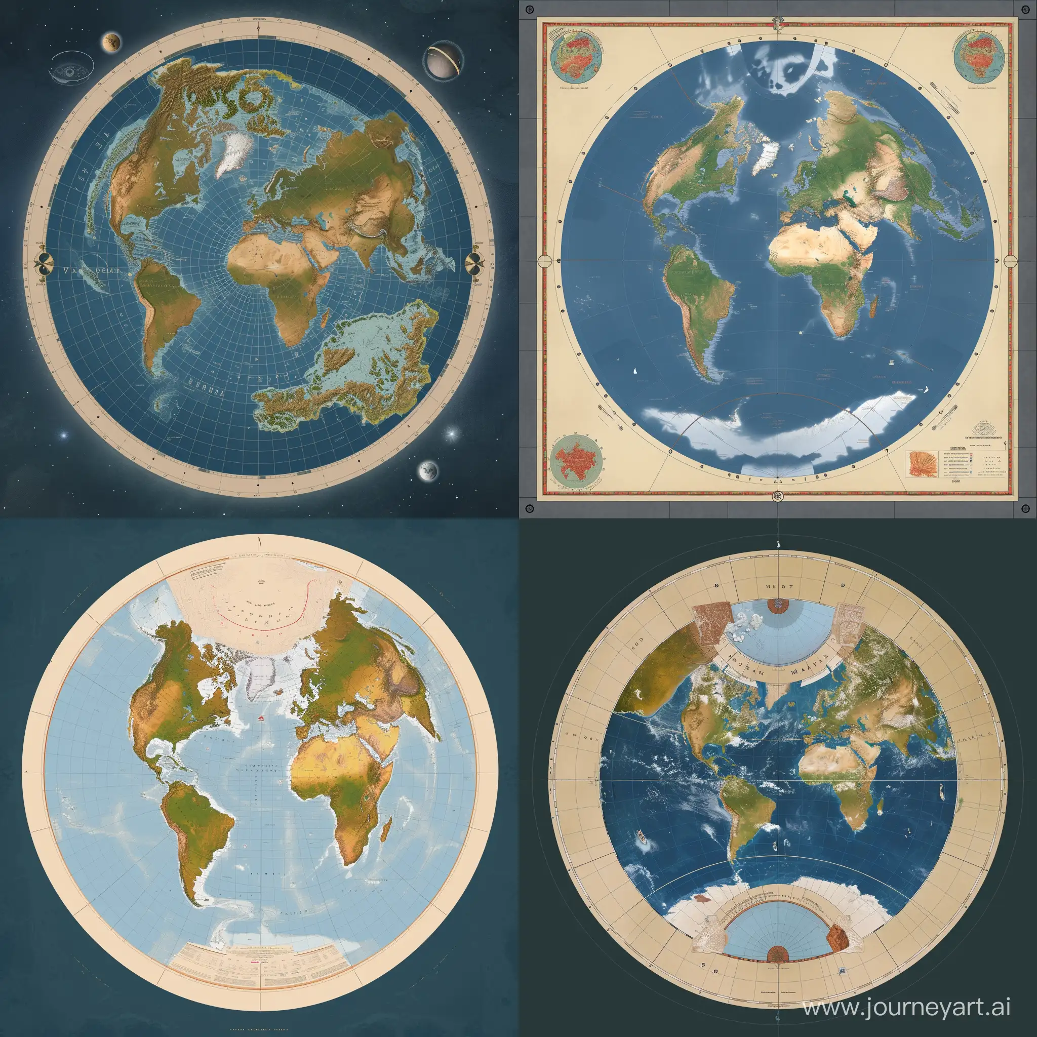 карта мира на плоской Земле