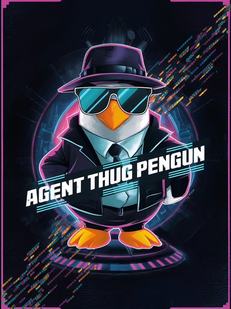 CLUB PENGUIN AS SECRET AGENTS VIDEO GAME LOGO COVER ART WITH THE LETTERS "AGENT THUG PENGUN" ACROSS GAME COVER ART