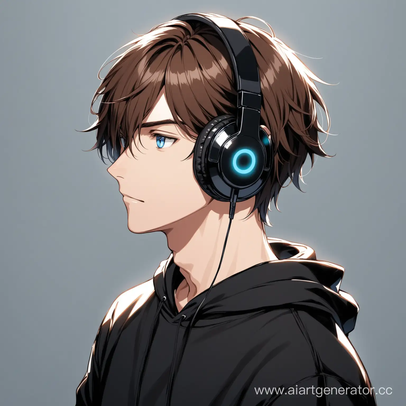 Stylish-Guy-with-Brown-Hair-and-Blue-Eyes-Wearing-Black-Sweatshirt-and-Headphones
