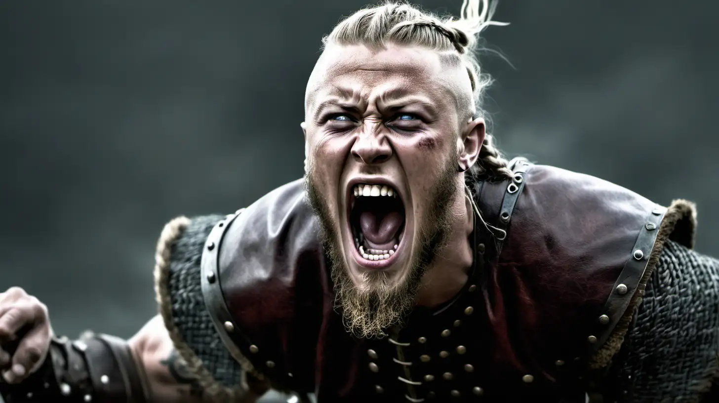Ragnar viking screaming in real looking form 