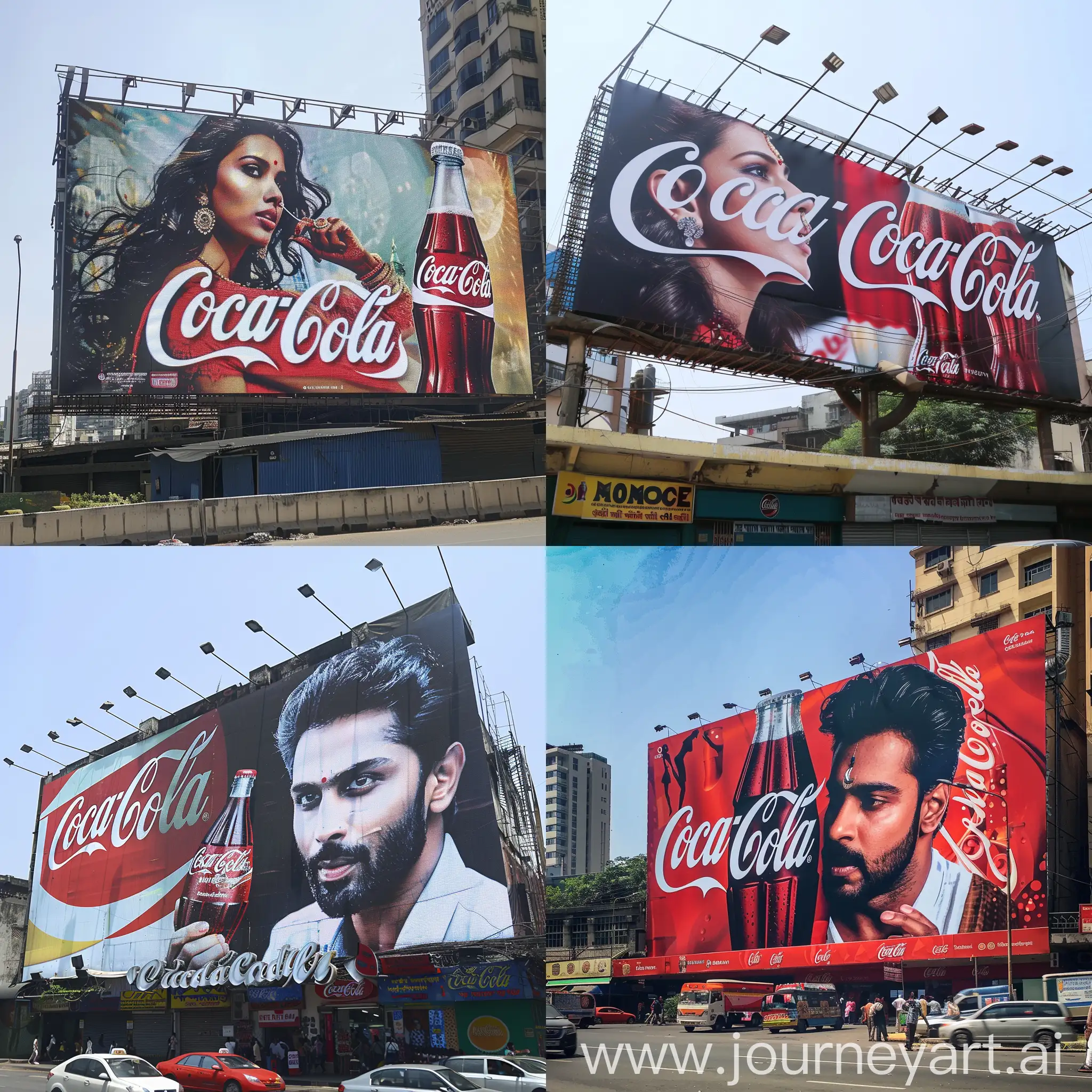 a picture of a billboard in Mumbai of an Indian celebrity selling Coca-Cola