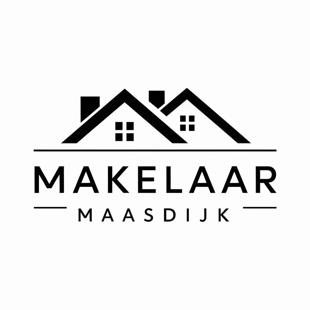 Maak een zakelijk logo voor een makelaar. De makelaar heet: Makelaar Maasdijk.