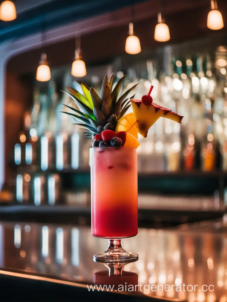 Colorful-Fruit-Cocktail-Displayed-on-Bar-Counter