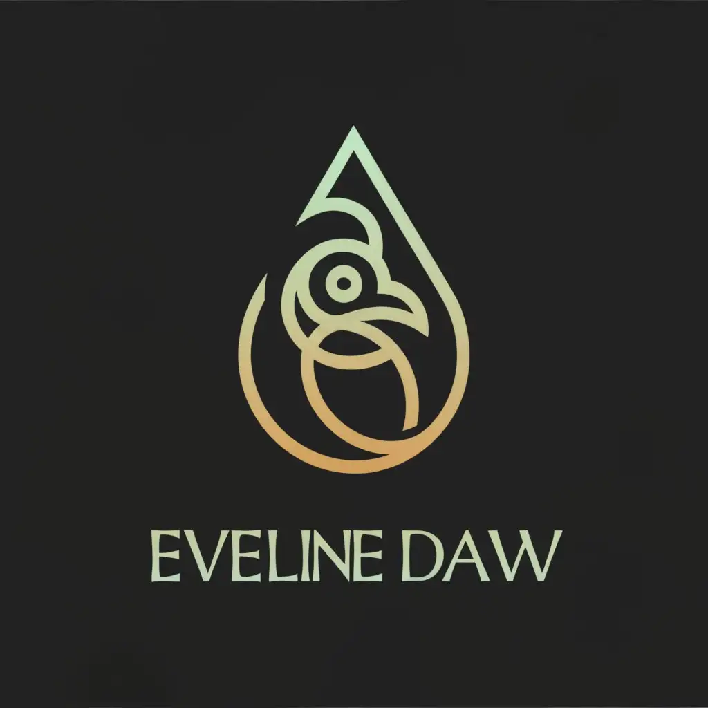 a logo design,with the text 'Eveline Daw', main symbol:cool and mysterious jackdaw inside a water droplet,complex,be used in Religious industry,clear background
