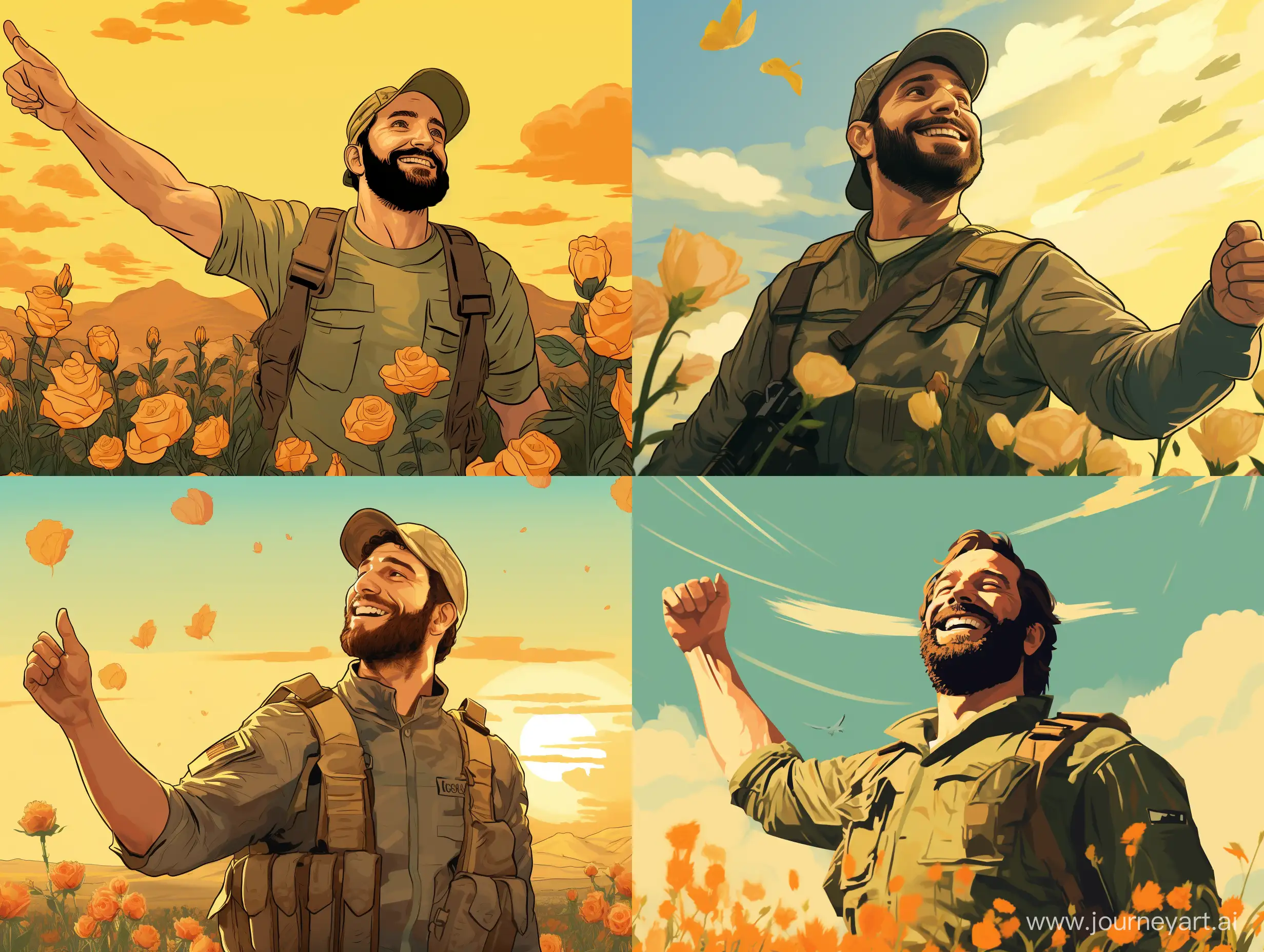 Hezbollah-Soldier-Smiling-in-Tranquil-Yellow-Rose-Field