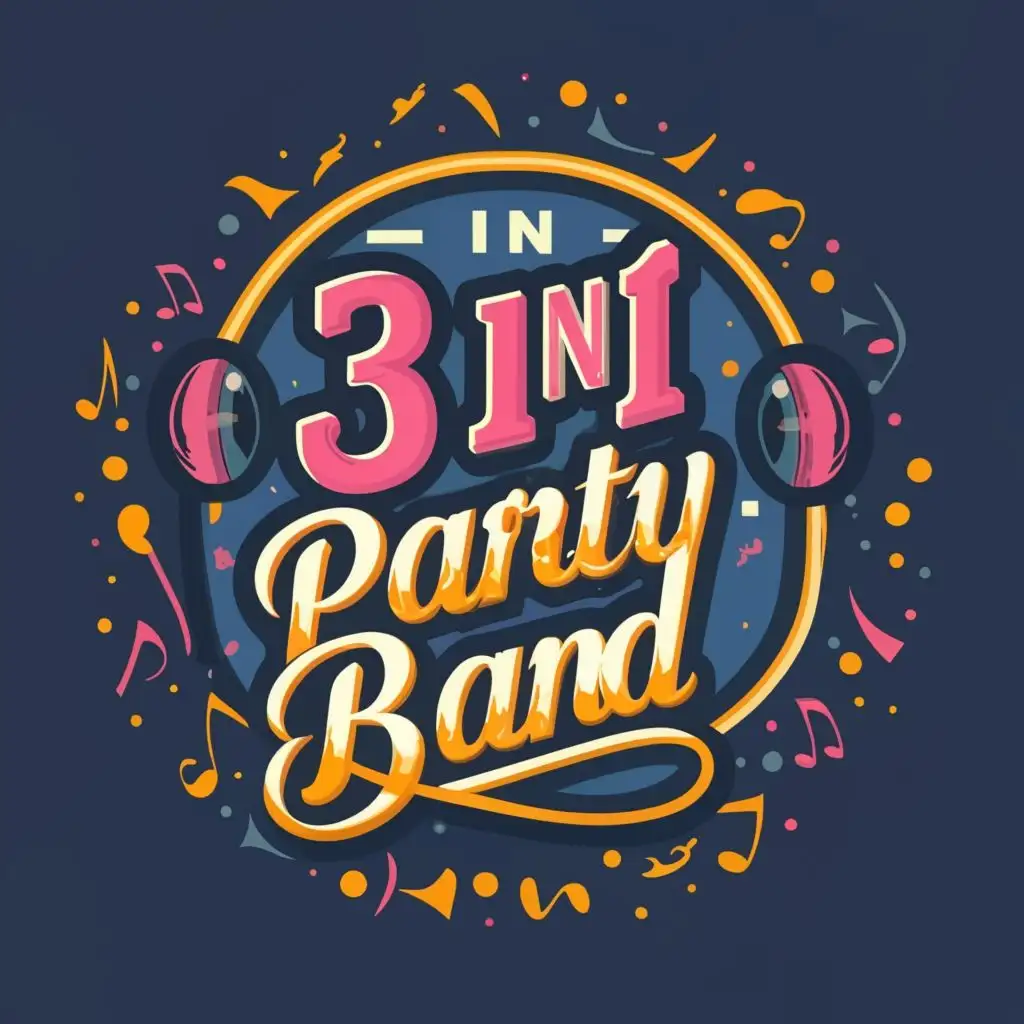 logo, music, with the text "3 in 1 Party Band", typography, be used in Events industry