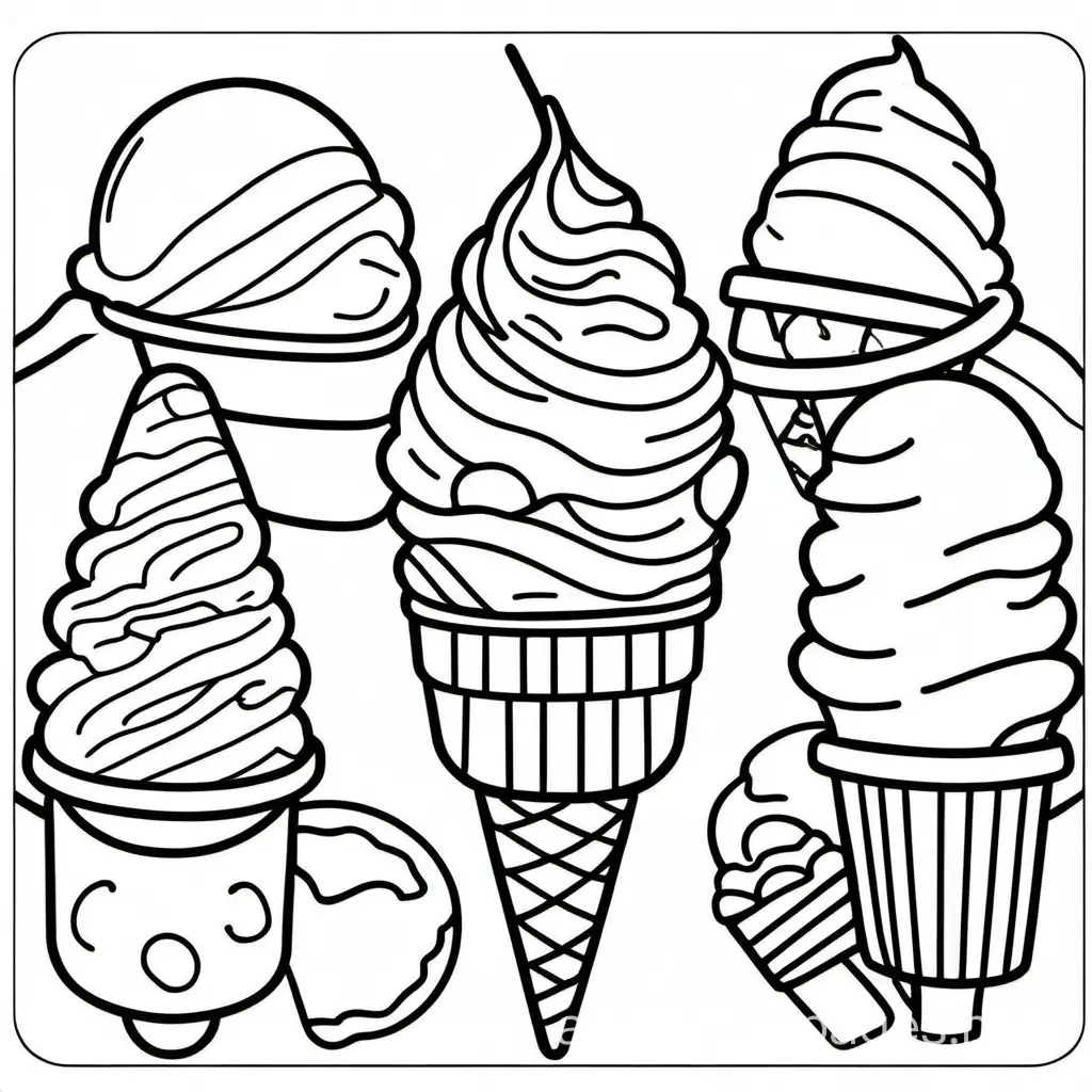 """
ice cream




, Coloring Page, black and white, line art, white background, Simplicity, Ample White Space. The background of the coloring page is plain white to make it easy for young children to color within the lines. The outlines of all the subjects are easy to distinguish, making it simple for kids to color without too much difficulty
"""