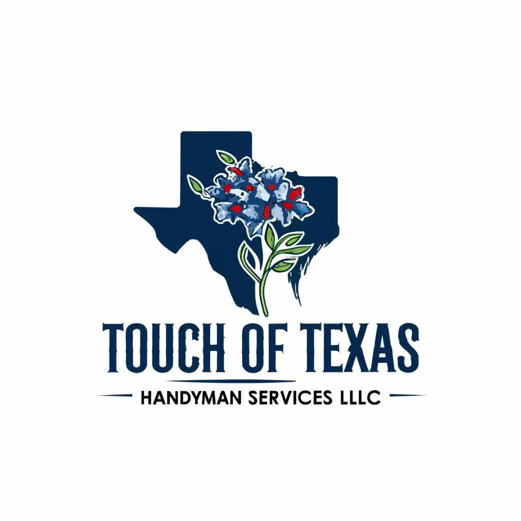a logo design,with the text "Touch Of Texas Handyman Services LLC", main symbol:Texas Bluebonnet Kite,Moderate,be used in Home Family industry,clear background