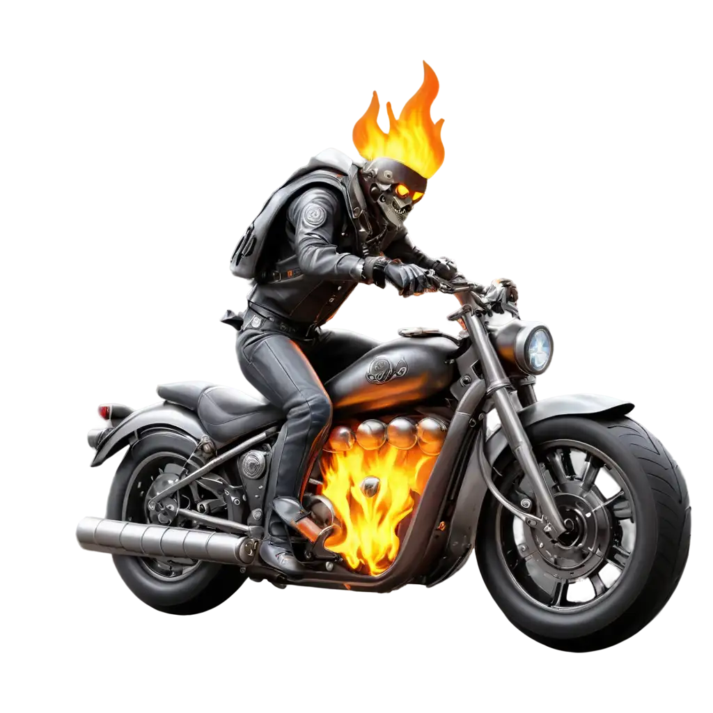 biker on a sports motorcycle, skulls, fire, in the form of a logo, steampunk style, 3D, ultra-detailed